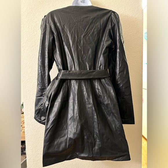 ASOS Black Faux Leather Wrap Dress - Picture 2 of 5